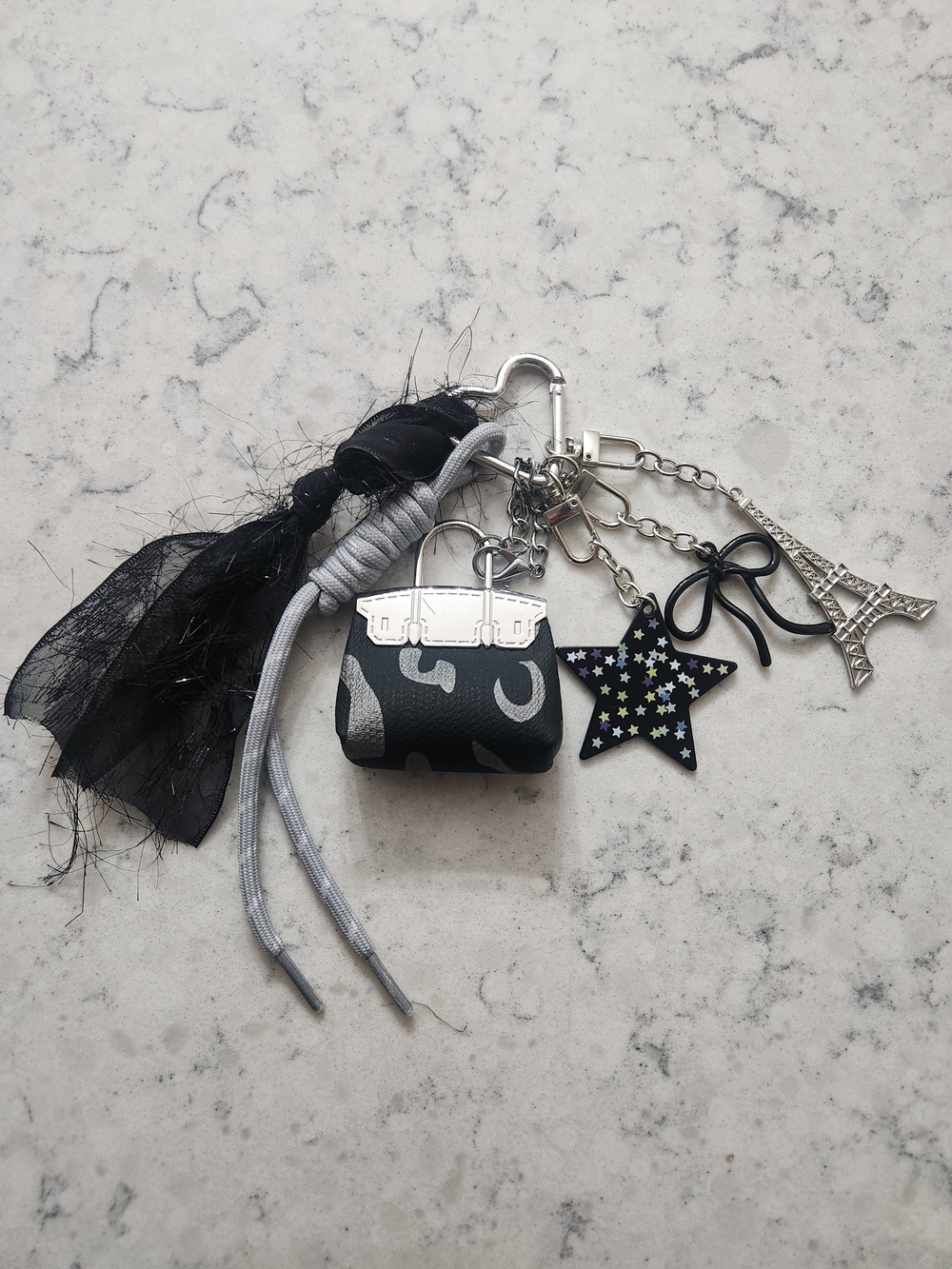 Black & Silver Bag Keychain